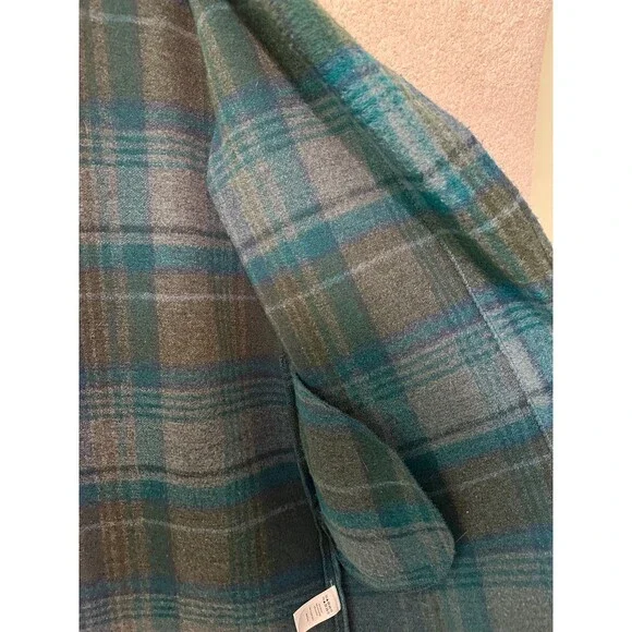 Rachel Zoe Open Front Wool Blend Green Plaid Jacket SZ L‎ - Picture 7 of 11